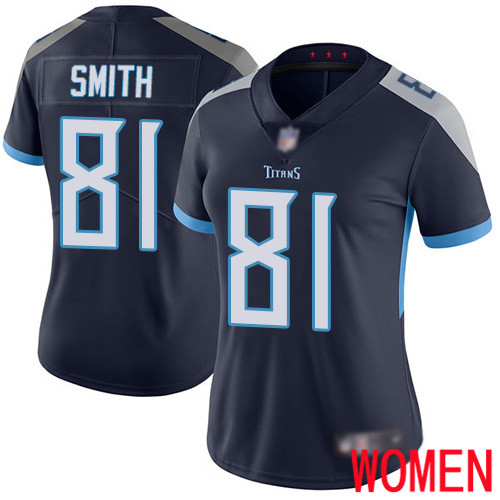 Tennessee Titans Limited Navy Blue Women Jonnu Smith Home Jersey NFL Football #81 Vapor Untouchable